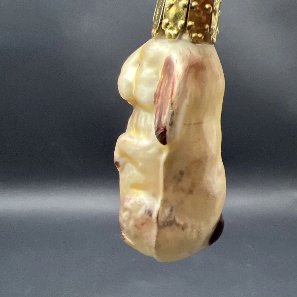Vintage Christborn Germany Blown Glass Lop Eared Rabbit Christmas Ornament Cap